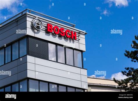 Robert Bosch GmbH company logo on headquarters building on May 29, 2025 ...