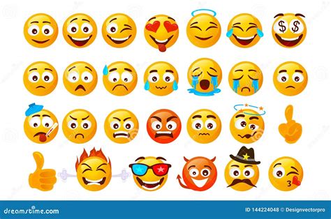 Smiley Emoticons Line Vector Icons. Emoji Set Stock Illustration ...