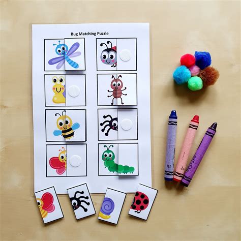Bug Matching Puzzle Printable Busy Book Page Match the Bugs - Etsy