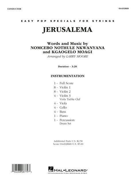 Jerusalema (feat. Nomcebo Zikode) (arr. Larry Moore) by Master KG Sheet ...