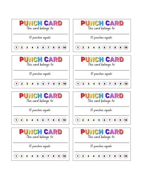 Reward Punch Card, Chore Chart Punch Card - Children's Behavior Chart