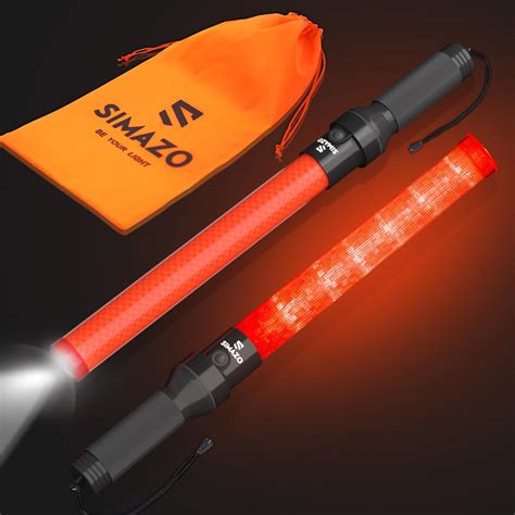 SIMAZO 2 Pack Traffic Wand, 21 Inch Traffic Control Wand with White LED ...