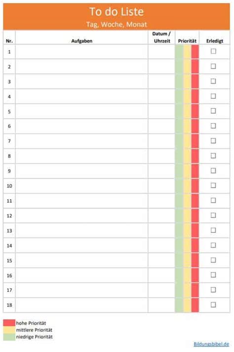 To-do-Liste Vorlage, 4 Muster für PDF, Excel, Word & LibreOffice