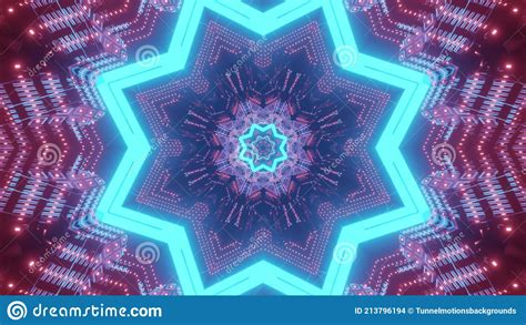 Luminous Star Shaped Tunnel 3d Illustration Stock Illustration ...