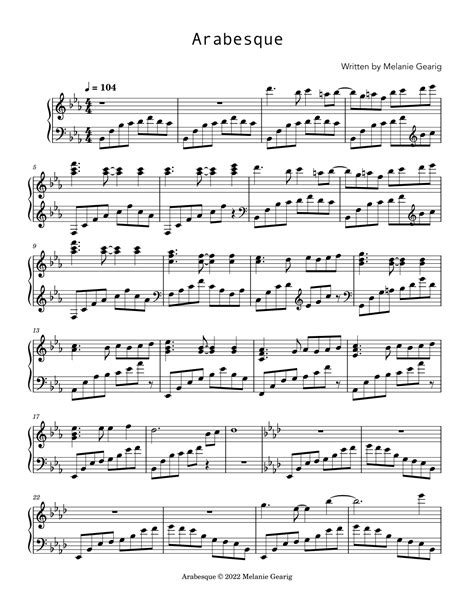 Arabesque by Melanie Gearig Sheet Music for Piano Solo at Sheet Music ...