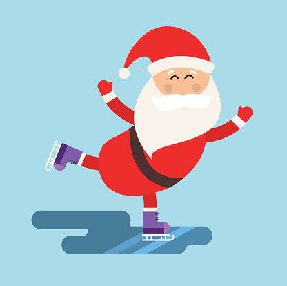 Cartoon Santa Ice Skates Winter Sport Illustration Stock Clipart ...