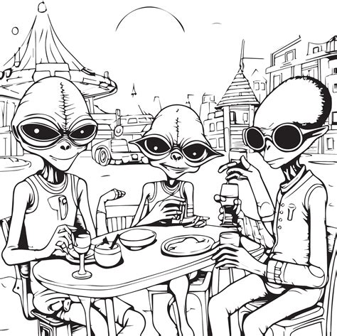 cute aliens coloring pages for adults 27844558 Vector Art at Vecteezy