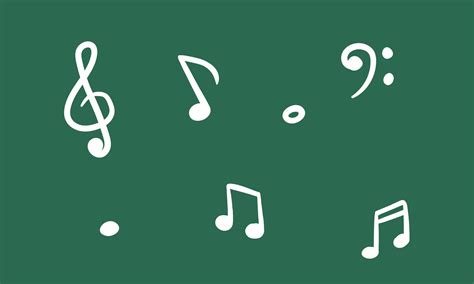 Musical notations hand drawn vector set. Treble clef, bass clef, eighth ...