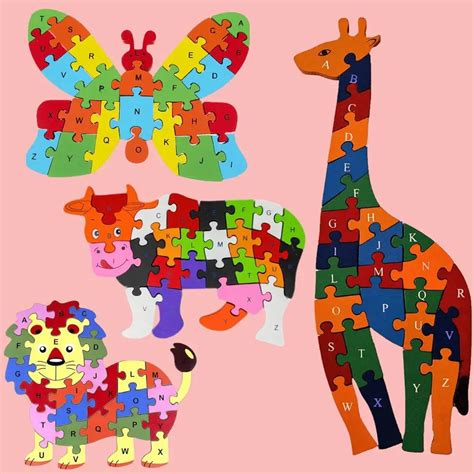 2 In 1 Animal Puzzle | Wooden Jigsaw Puzzle For Kids | Learn Alphabets ...