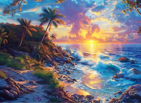 300 Pieces Jigsaw Puzzle for Adults,Hawaii Beach Sunset Puzzles Highlights The Azure Skies & Serene Shorelines - Thick, Sturdy Pieces Challenging Family Activity Great Gift Idea, 20.5 x 15 in
