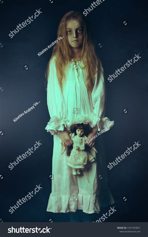 Scary Little Girl Ghost White Nightgown Stock Photo (Edit Now) 1551953831