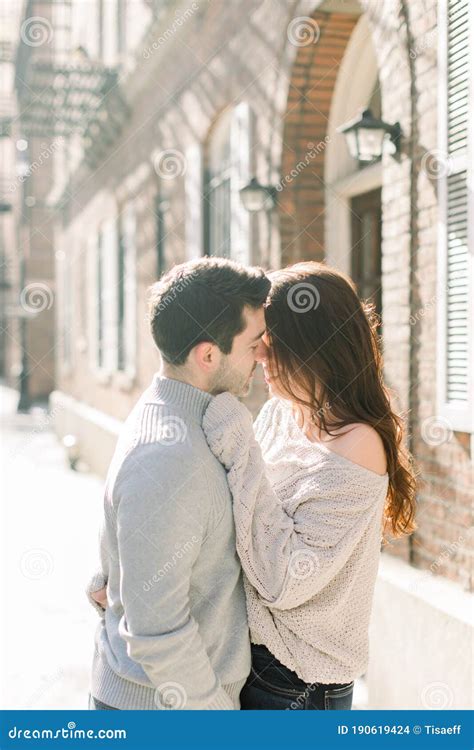 A Happy Young Couple Having a Romantic Moment in an Urban Setting in ...