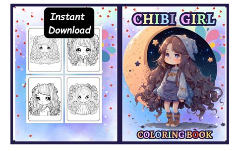 Chibi Girl Coloring Book: Cute Illustrations With Adorable Graphic ...