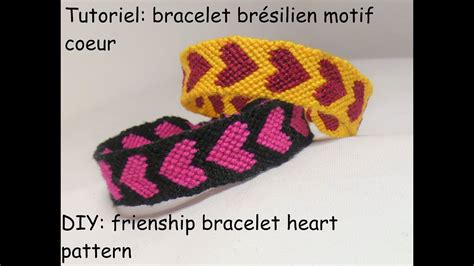 Tutoriel: ❤ bracelet brésilien motif coeur 💕(DIY: friendship bracelet heart pattern💖)