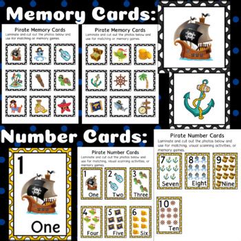 Pirate Memory and Game Cards Printable by Creatively OT | TPT