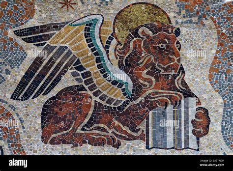 Paris, FRANCE - 08–03-2024: Mosaic of The tetramorph, symbol of the ...