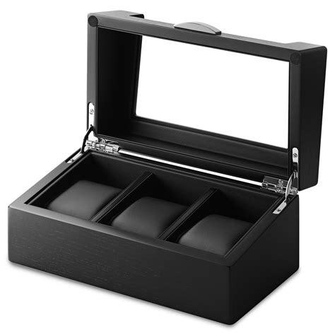 Uhrenbox mit 3 Fächern aus schwarzem Furnier | Auf Lager! | Trendhim
