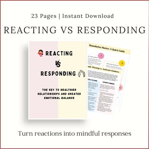 Reacting vs Responding Worksheets – Transform How You Handle Stress an ...