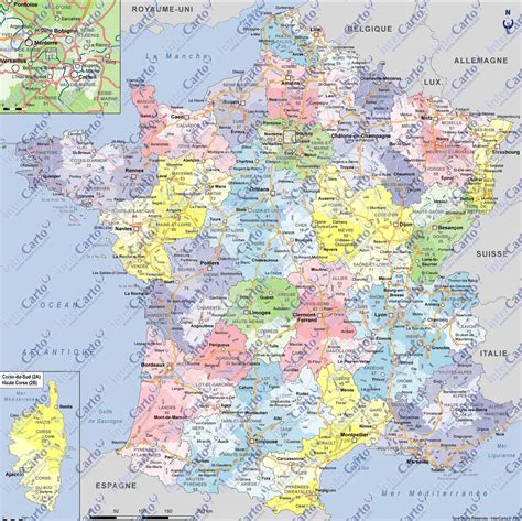 carte geographique de la france par departement