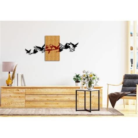 Homemania - Décoration en métal et en bois Birds - Homemania - Noir ...