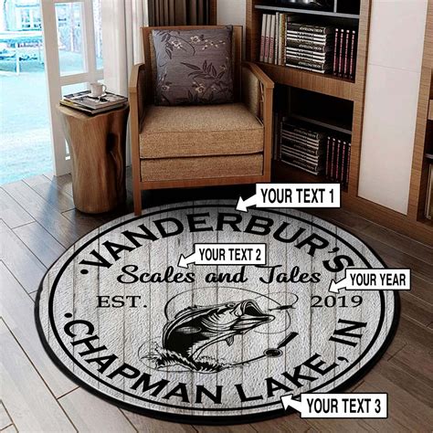 Personalized Fishing Bass Round Rug, Carpet - Bluefink