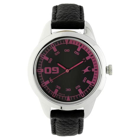 Buy Online Fastrack Quartz Analog Black Dial Leather Strap Watch for ...