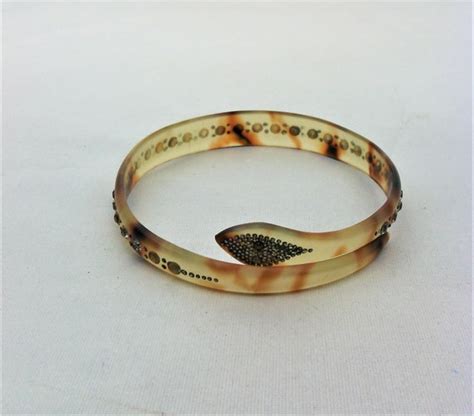 bracelet rush vintage cuff shape snake way tortoisesh… - Gem