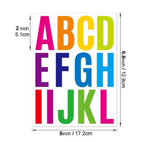 Colorful Waterproof Bold Letter& Number Stickers Vinyl Alphabet ...