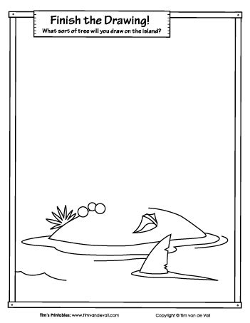 Finish the Drawing - The Island - Tim's Printables