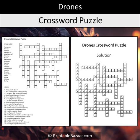Drones Crossword Puzzle Worksheet Activity Printable PDF – PrintableBazaar
