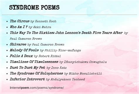 Syndrome Poems