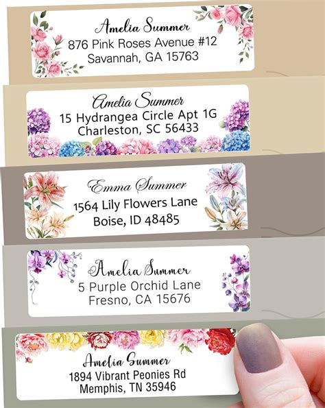 Personalized Return Address Labels Floral - High Gloss Custom Mailing ...