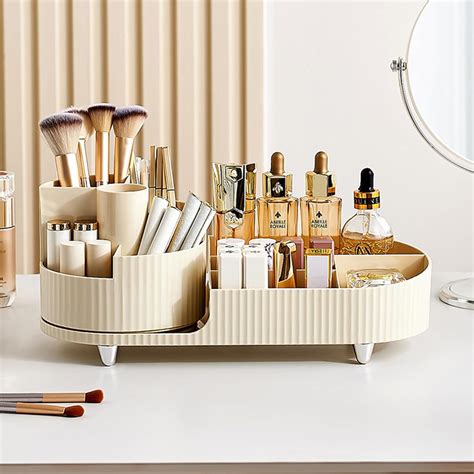 Rotating Makeup Organizer Large Capacity Cosmetic Organiser Desk ...
