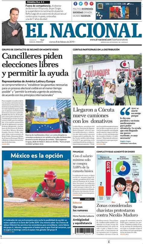 Newspaper El Nacional (Venezuela). Newspapers in Venezuela. Friday's ...