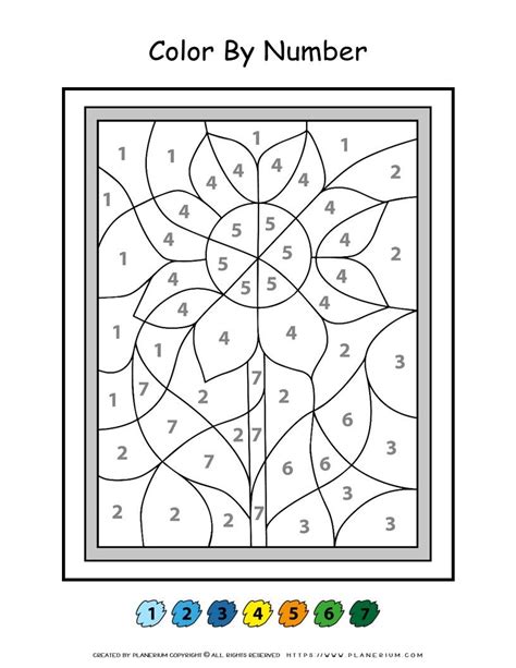 Easy flower color by number printable - vartogether