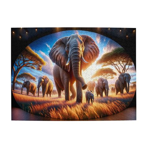 500 PCS Majestic African Elephants 500 Piece Vibrant Jigsaw Puzzle ...