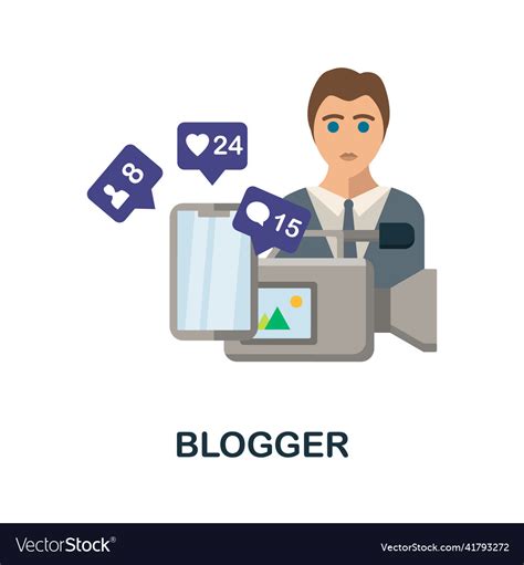 Blogger flat icon colored element sign from Vector Image