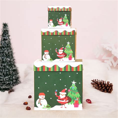 3PCS Christmas Box Decoration Christmas Stacking Boxes 3 Sizes Gift ...