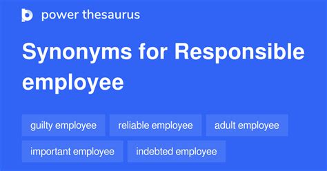 Responsible Employee synonyms - 48 Words and Phrases for Responsible ...
