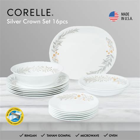 CORELLE Silver Crown Dinner Set / Set Piring Makan 16pcs | Lazada Indonesia