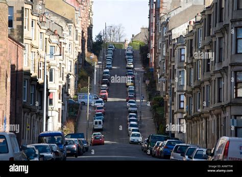 Cars parked along Gardner Street Glasgow city centre Scotland UK Stock ...