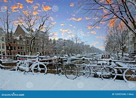 Amsterdam Covered with Snow in Winter in the Netherlands Stock Photo ...
