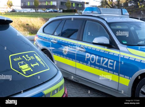 The police in Germany advertise their patrol car for a safety distance ...
