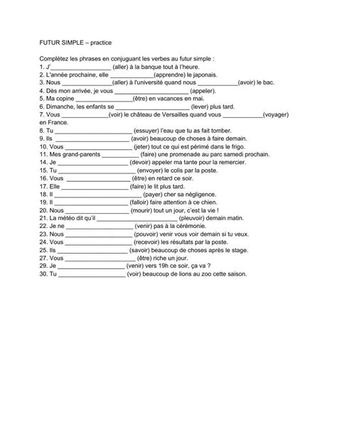 Le Futur Simple | Free Interactive Worksheets | 647157