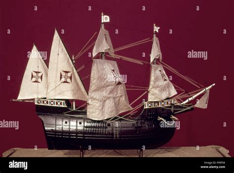 PORTUGUESE GALLEON. /nModel of 16th century Portuguese galleon Stock ...