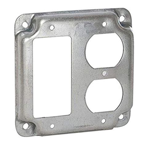 Hubbell-Raco 915C 1 GFCI and 1 Duplex Receptacle 4-Inch Square Exposed ...