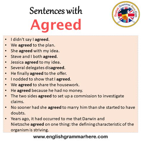 Sentences with Agreed, Agreed in a Sentence in English, Sentences For ...