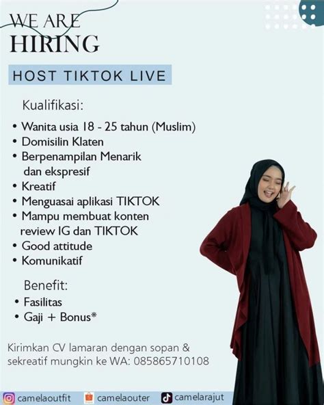 Lowongan Kerja Agustus 2022 Host Tiktok Live Camela di Solo - INFO ...
