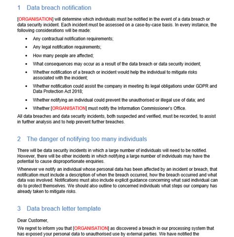 Letter Template for Data Breach (GDPR) – GRCReady