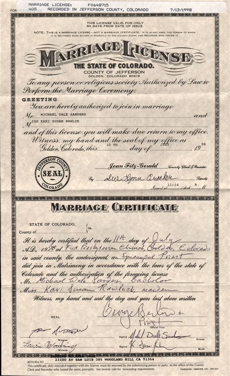 Our Marriage License